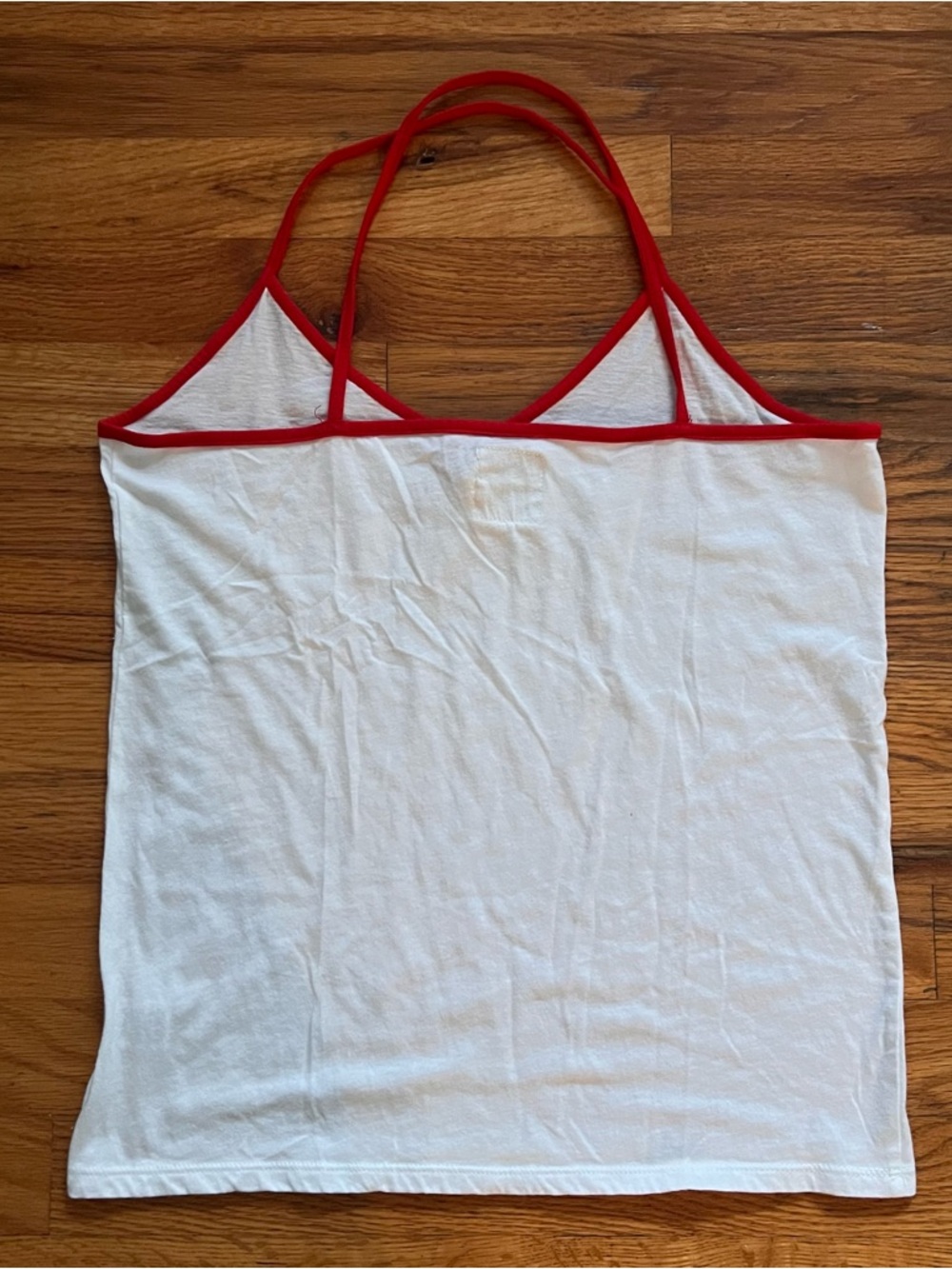 Camp Collection S.F. Red Trim Strappy Cami Tank Top - Babe Script Cotton Blend M - Picture 2 of 8